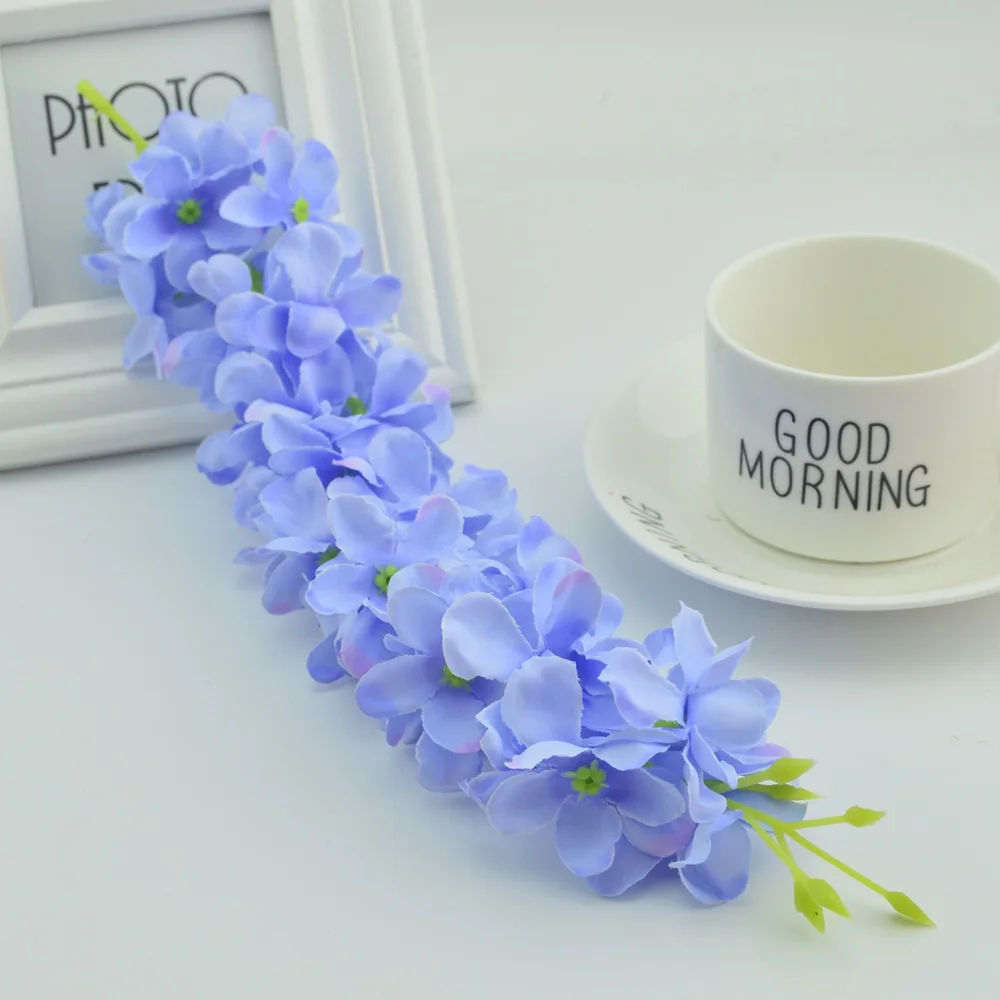 blue 1 шт. 30 цветов, искусственные цветы для дома, гирлянда, ожерелье, нарядное платье, веселая шелковая Гортензия, сделай сам, вечерние, пляжные, свадебные декорации - Цвет: blue
