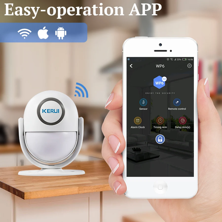KERUI wi fi домашняя охранная сигнализация IOS/Android приложение беспроводной контроль