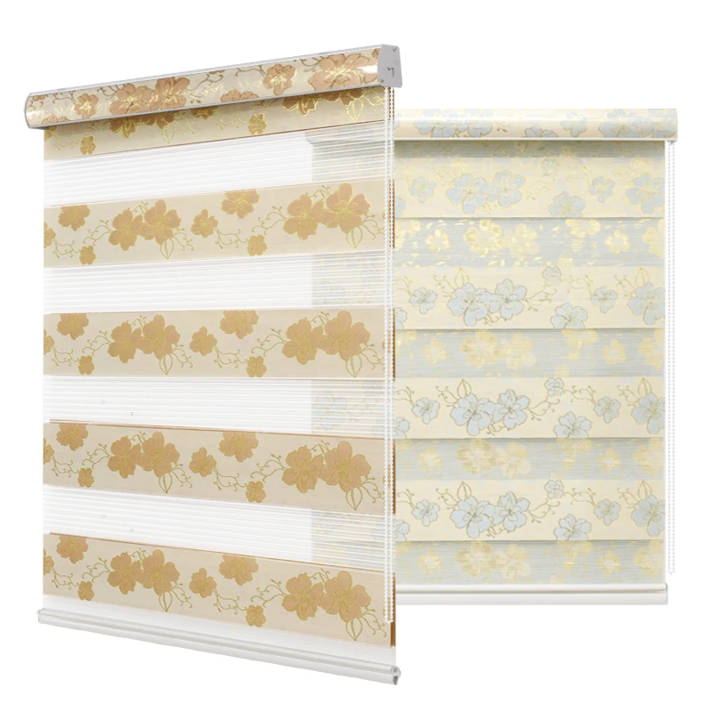 Модные золотые шелковые жаккардовые жалюзи с зеброй подходящий цвет верхняя