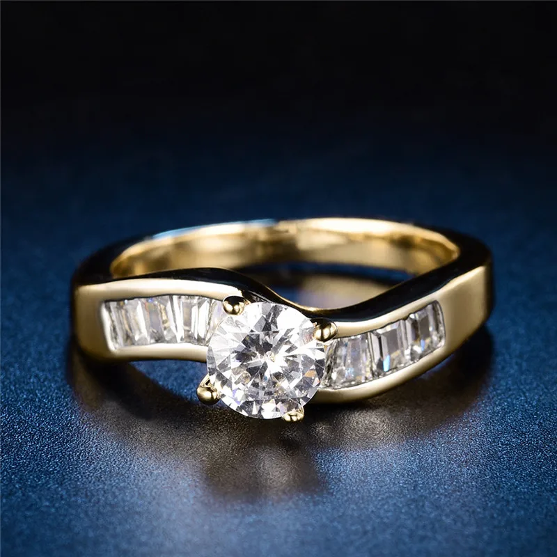 Полые кольца BUDONG 2 патрона кубический цирконий набор обручальных колец волнистый