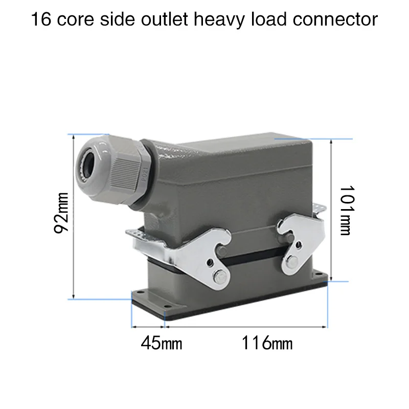 16 core lateral line Промышленный прямоугольный разъема для тяжелых условий hdc-he-4/6/10/16/20/24/32/48 ядро 16A водонепроницаемый авиационная вставка сверху и сбоку - Цвет: 16 core lateral line