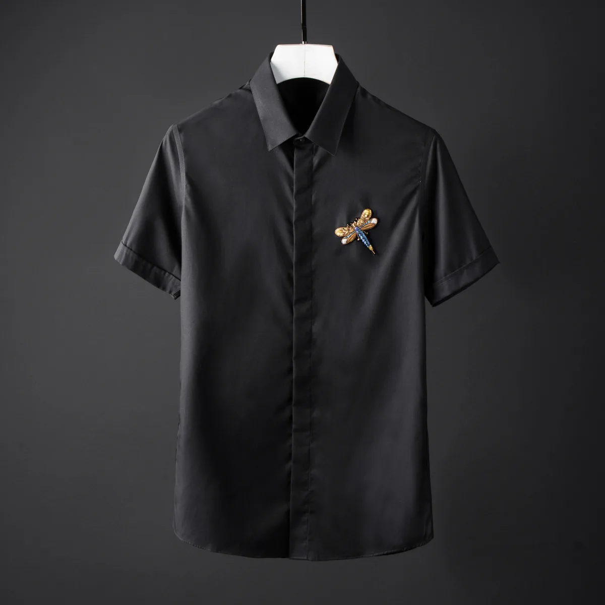 Мужские рубашки из 100% хлопка роскошные мужские с коротким рукавом Украшенные