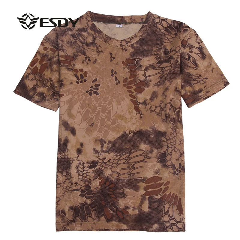 Мужская футболка в стиле милитари ESDY летняя с круглым вырезом и коротким рукавом