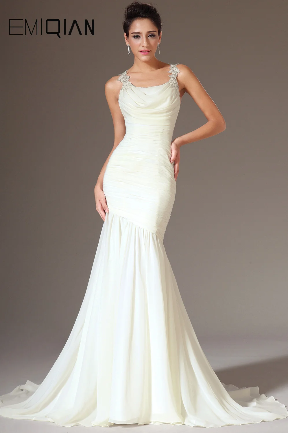 Бесплатная доставка Новинка Вечернее платье русалки с глубоким вырезом