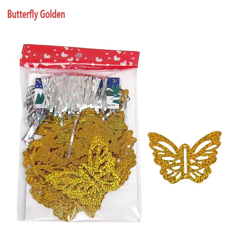 Butterfly Gold DIY свадебное украшение блестки подвеска в виде шара в форме сердца звезда дельфины Дети День рождения холостяк курица ночь аксессуары - Цвет: Butterfly Gold