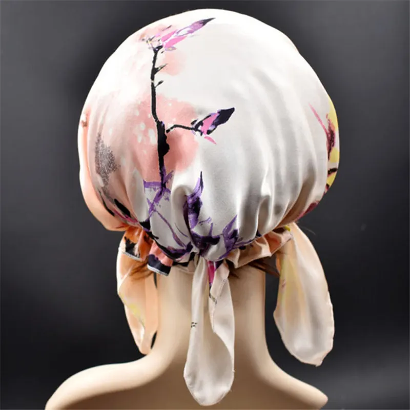 Новый 100% Шелковый ночной колпачок мягкий Чепчик для сна ночного обертывания