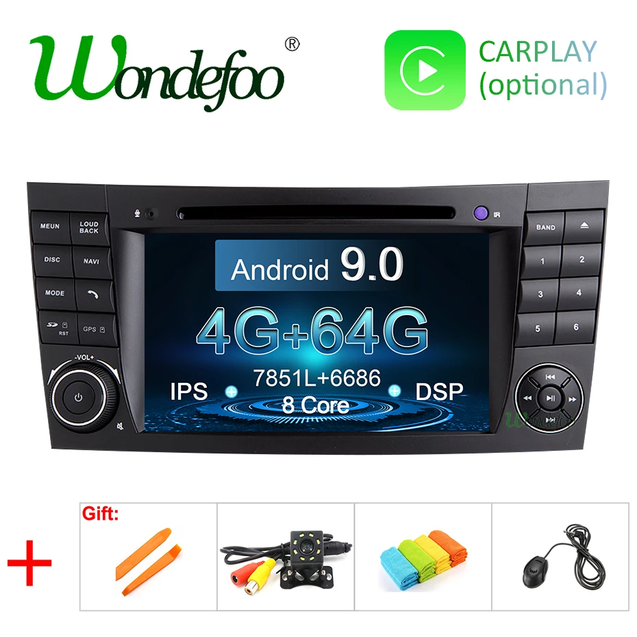 4G 64G DSP ips Android 9,0 2 DIN dvd-плеер для e-класса W211 Mercedes Benz CLK g-класс W463 CLS W219 gps стерео выход радио