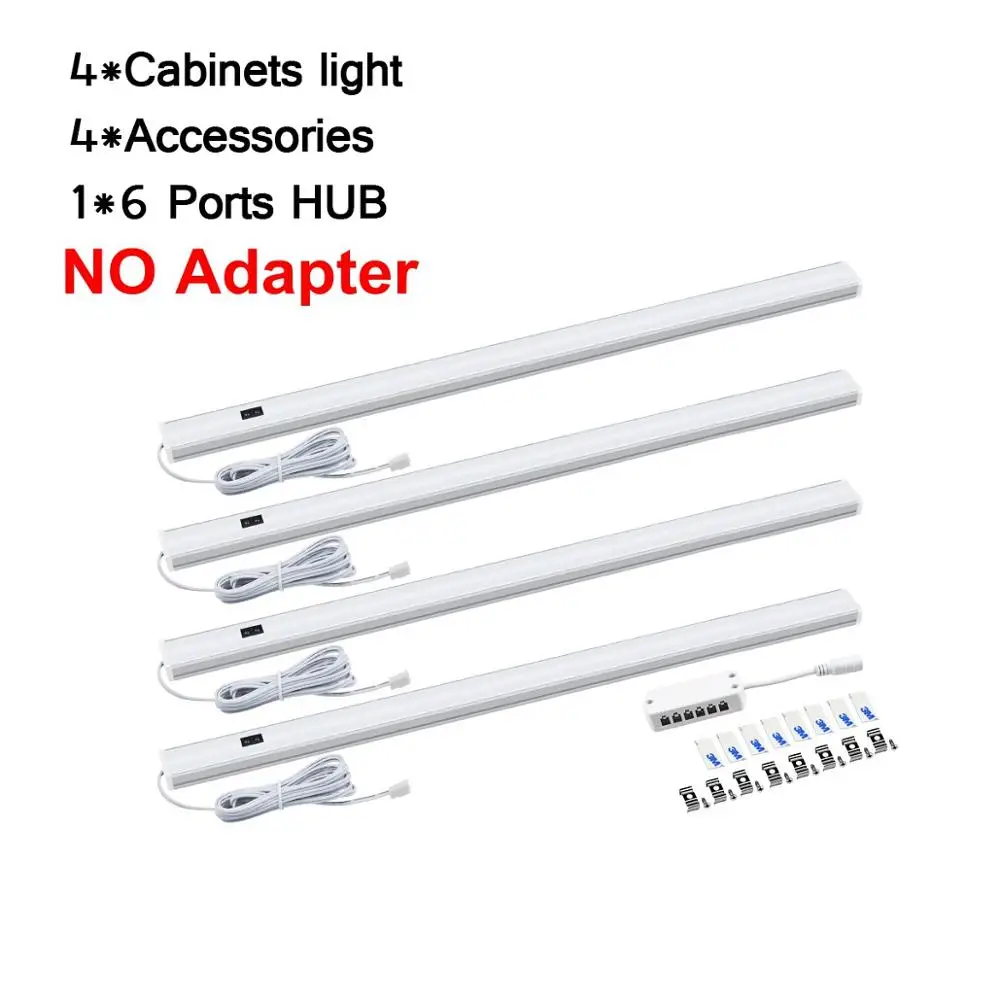 4Pcs Кухонный светодиодный светильник, лампа постоянного тока, 12 В, ручной выключатель, ручной датчик, светильник под шкаф, настенный светильник, DIY Cocina, кухонный бар - Цвет: 4Pcs