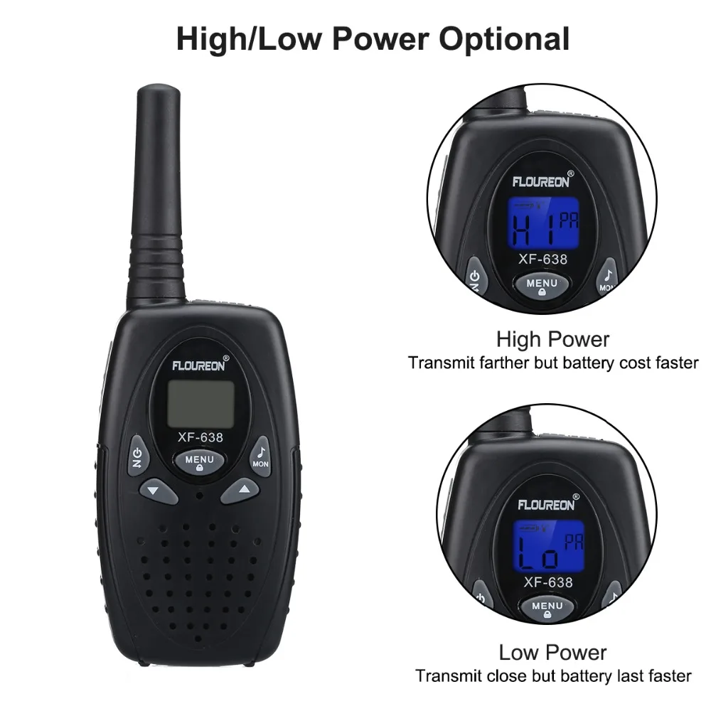 FLOUREON XF-638 8-канальный сетевой видеорегистратор иди и болтай Walkie talkie S UHF400-470MHz двусторонней радиосвязи 3 км переговорные рации-иди и болтай walkie Беспроводной Интерком черный ЕС