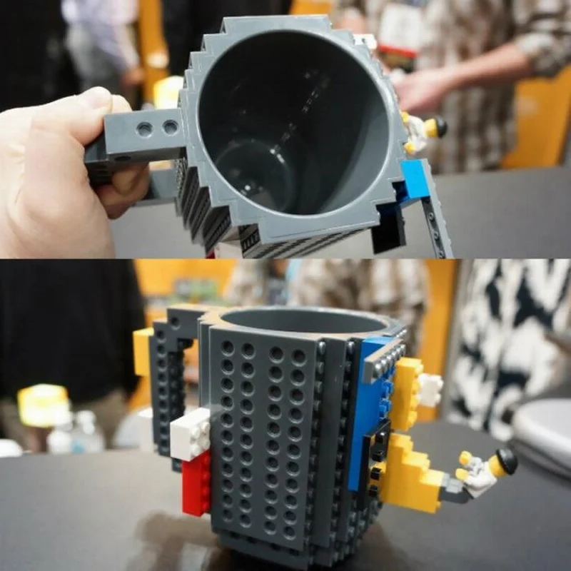 

Party gifts 30pcs / lot Build-On Brick Mug Lego Type Building Blocks Coffee Cup DIY Block Puzzle Mug