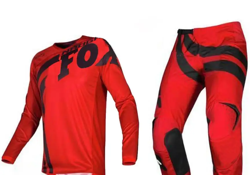 Красный NAUGHTY Fox Orange MX 180 Cota Мужская футболка и штаны комбо для мотокросса мотоцикл Dirt Bike внедорожный квадроцикл BMX комплект передач - Цвет: Красный