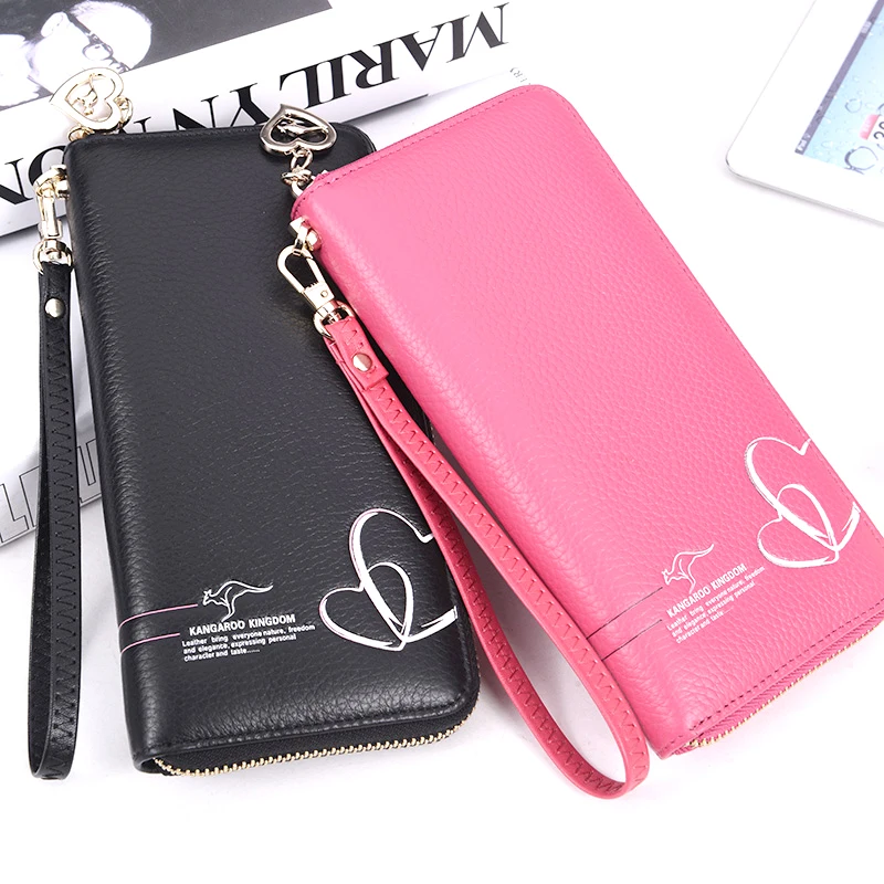 

Kangaroo Kingdom Fashion Women Wallets Genuine Leather Long Wallet Brand Lady Clutch Purse