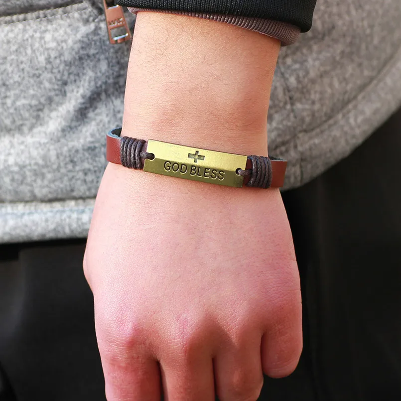 Браслет с изображением Креста Иисуса для женщин/мужчин Вера Бог благословляет