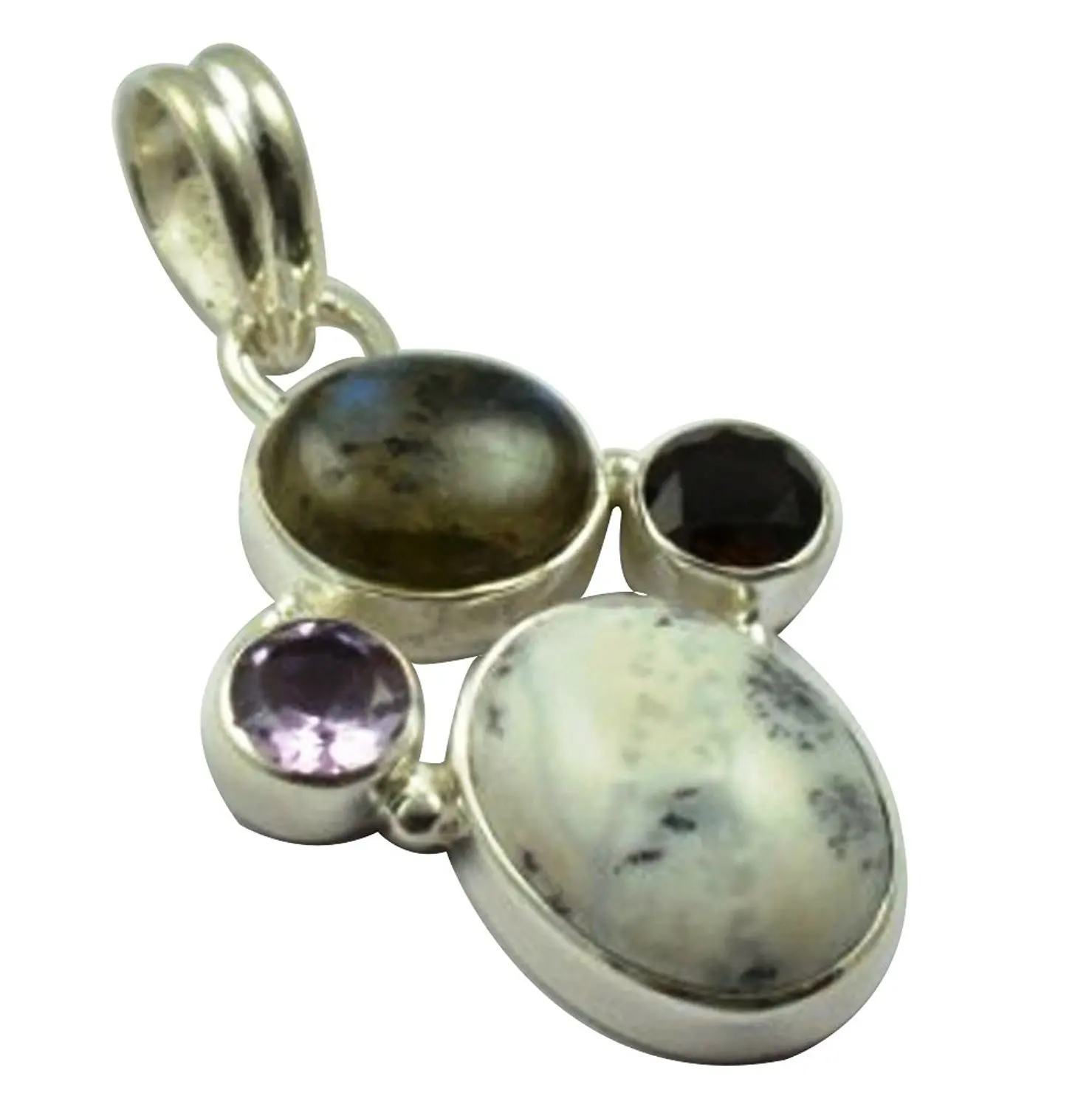 Lovegem природа дендритовый опал и Лабрадорит и аметистовая Подвеска Серебро 925 пробы, 42,4 мм, MHBAP4697