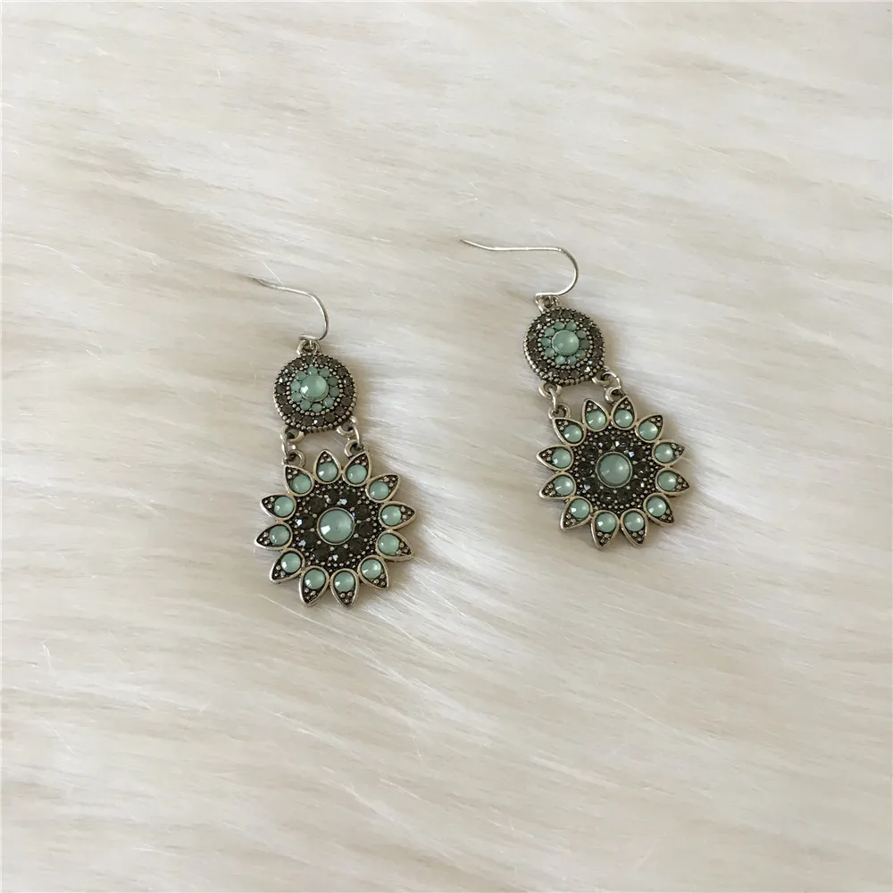 Богемные антикварные серьги подвески в форме звезды с родиевым покрытием