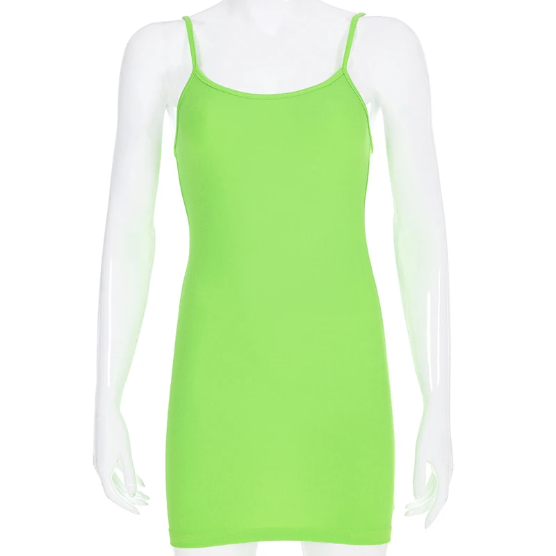 ФЛУОРЕСЦЕНТНОЕ зеленое розовое летнее платье 2019 без рукавов с открытой спиной