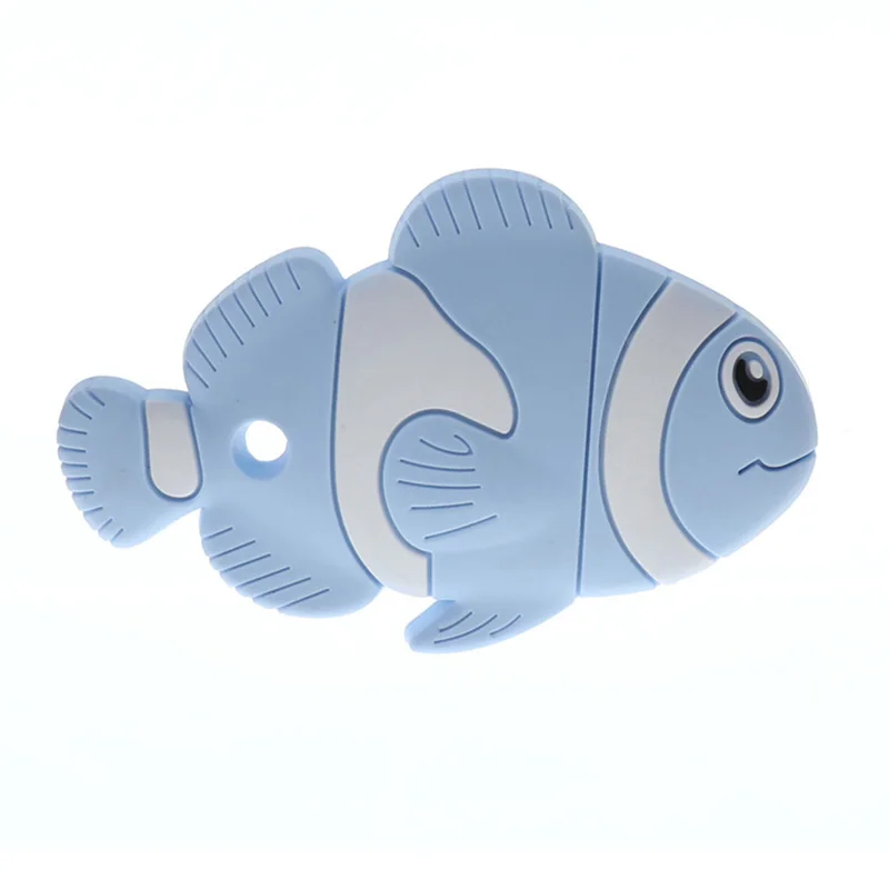 04 Pastel Blue Одиночная силиконовый милый клоун рыбы прорезыватель Bpa бесплатно Silikon кулон грызун для младенцев ожерелье аксессуары младенческой кормящих подарки - Цвет: 04 Pastel Blue