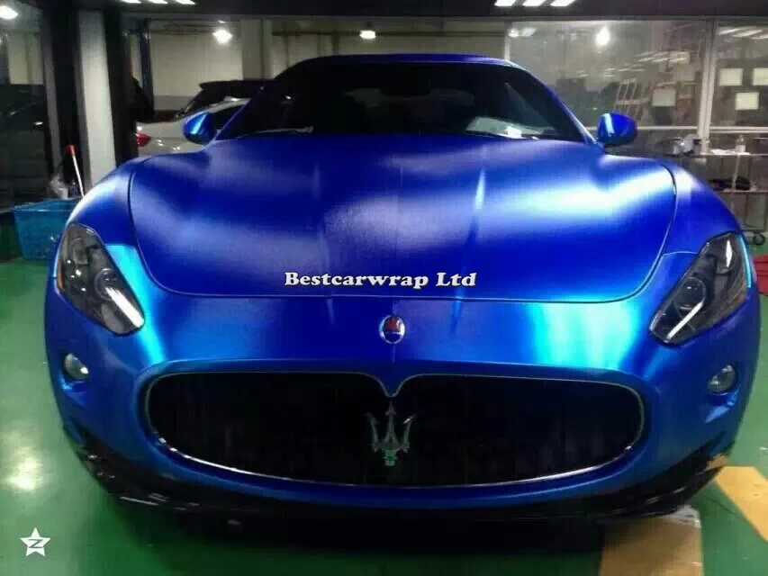 Матовая матовая хромированная синяя виниловая пленка премиум класса оберточная