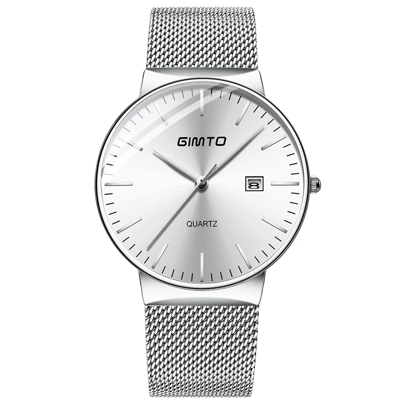 Silver White Reloj hombre Для мужчин часы лучший бренд роскошные золотые часы Для мужчин спорт мужской часы кварцевые наручные ультра тонкие часы relogio masculino - Цвет: Silver White