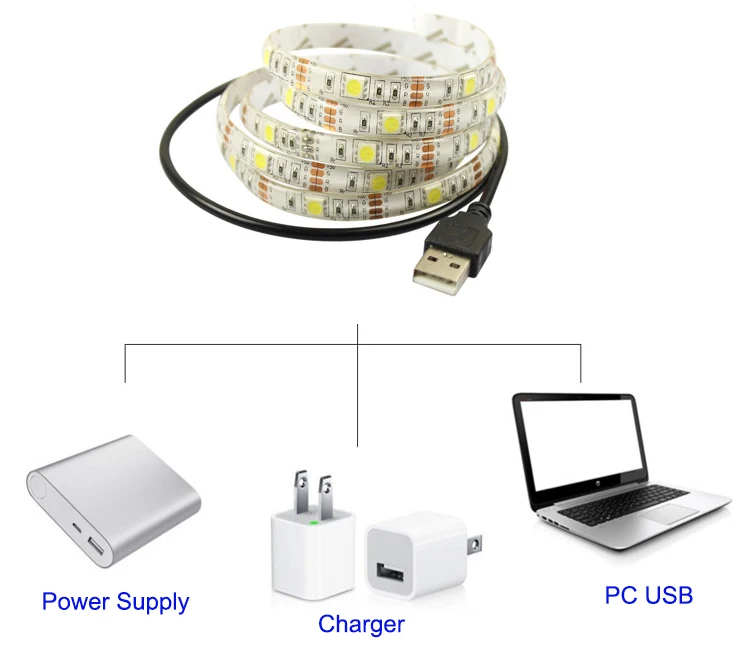 Светодиодная лента SMD5050 с USB 5 В 50 см 1 м 2 | Лампы и освещение