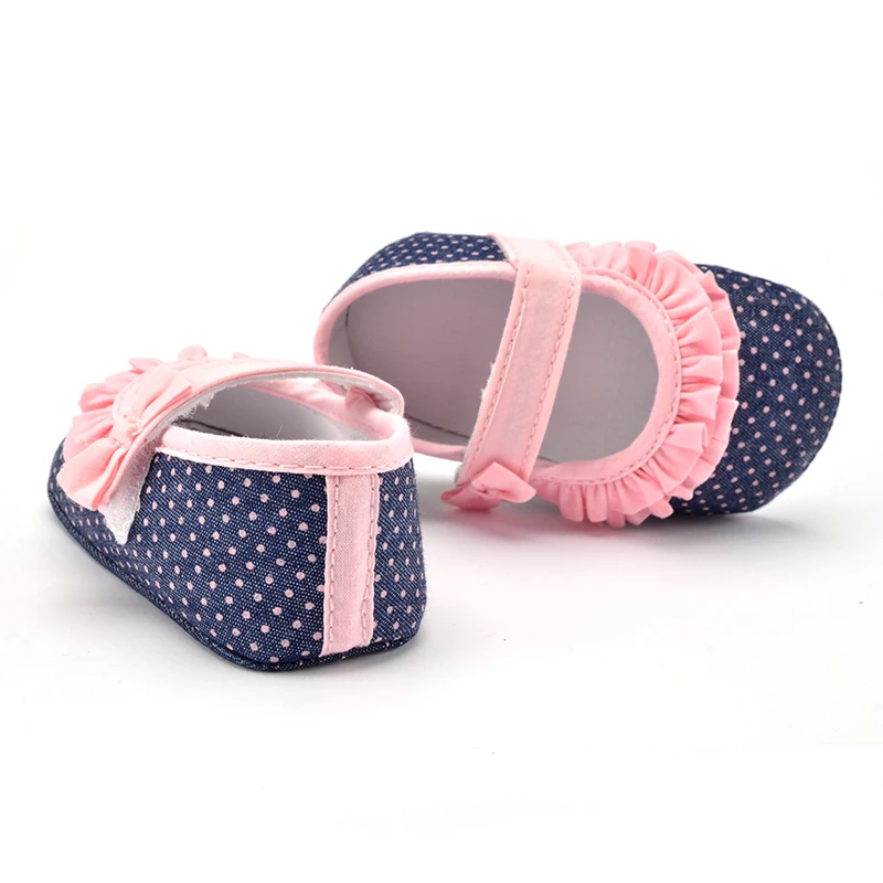 2017 Лоскутная Розовая обувь принцессы в горошек для новорожденных девочек от 0 до