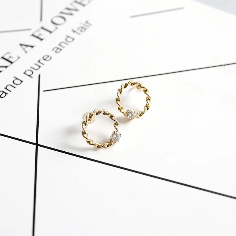 Золотые модные ювелирные изделия серьги-гвоздики ручной работы дизайнерский cz