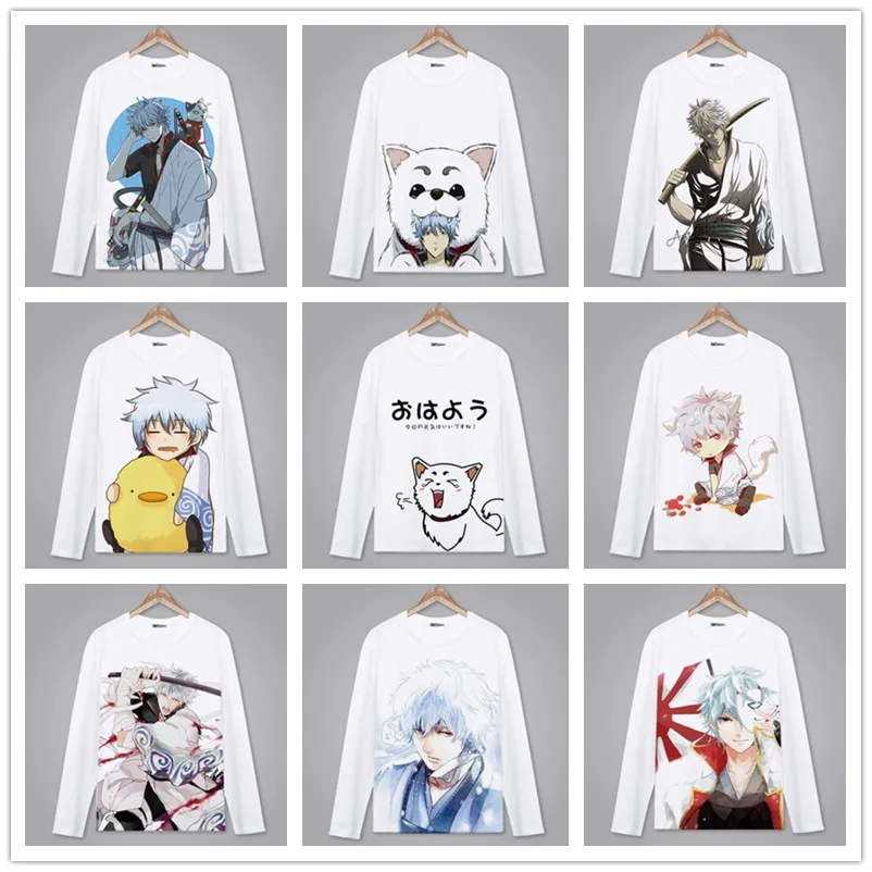 Весенне-осенняя футболка с длинными рукавами в стиле аниме GINTAMA; милая одежда унисекс; футболка из полиэстера для взрослых и детей; футболка в стиле Харадзюку для костюмированной вечеринки