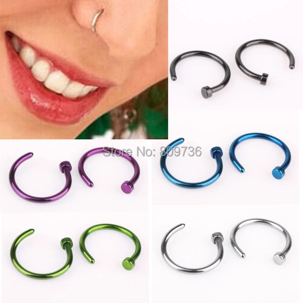 Шикарный 10 шт./лот горячий шик Титан стальное кольцо в нос пирсинг для ушей тела
