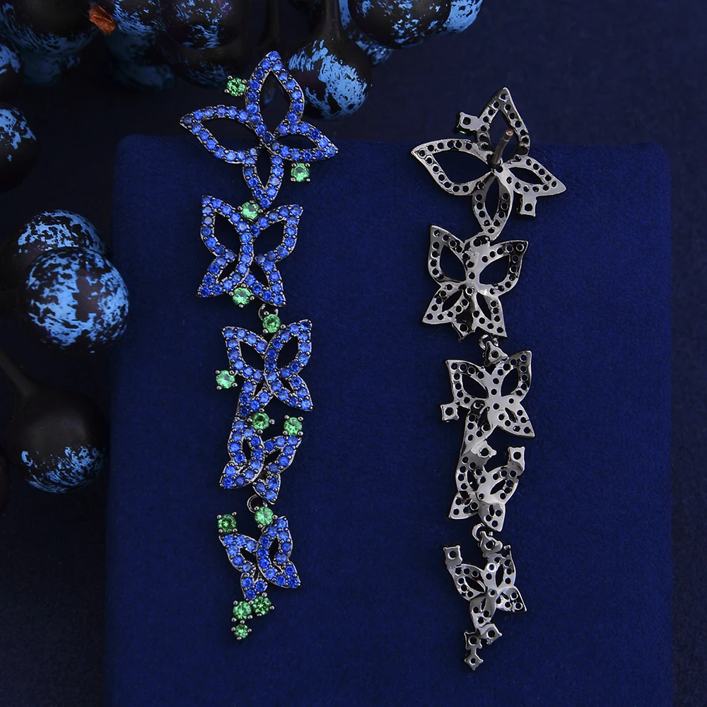 GODKI Trendy Luxury Butterfly Multi-CZ Crystal Zircon Women Dangle Earrings for Wedding Long pendientes mujer moda 2018 | Украшения и