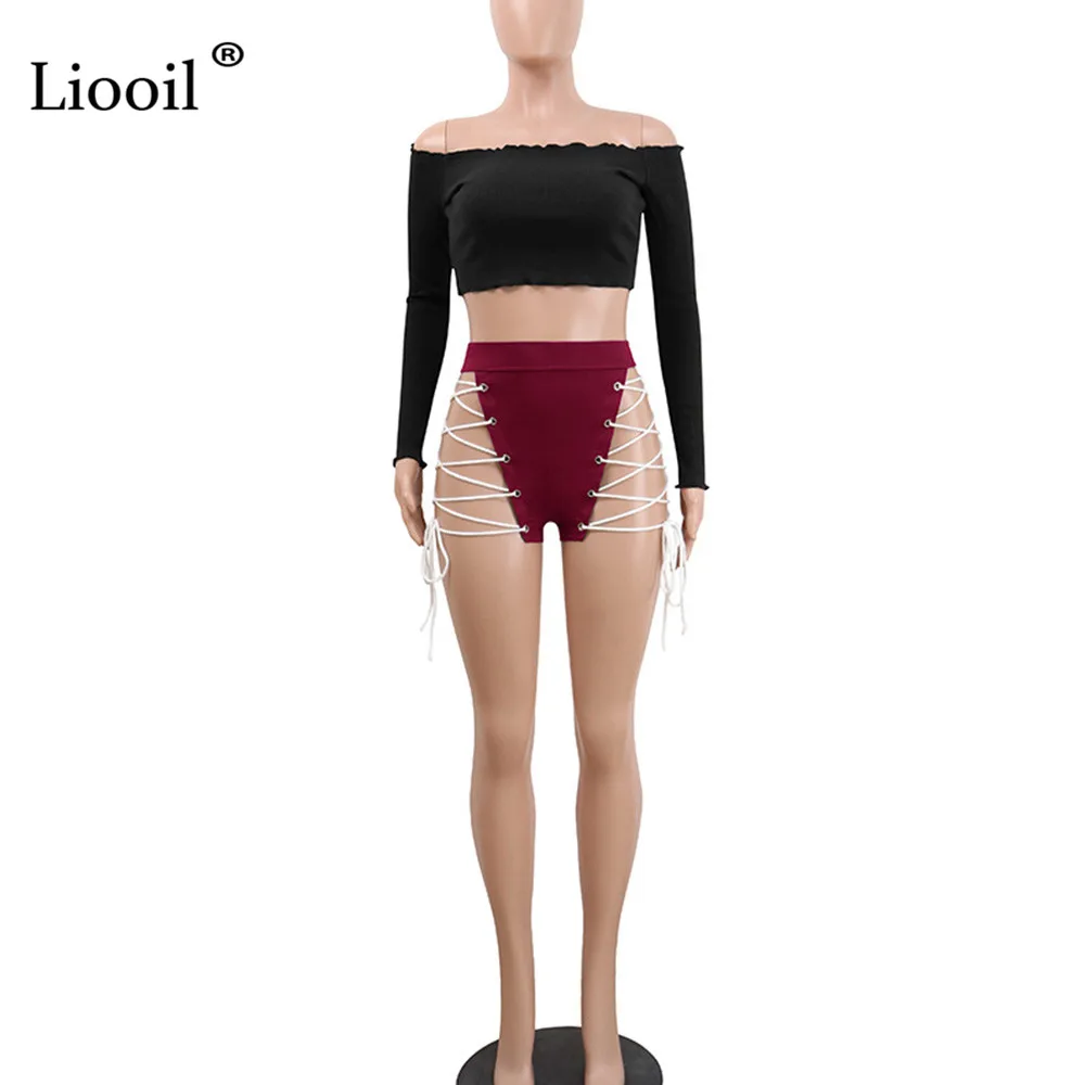 Liooil, Сексуальные клубные, на шнуровке, обтягивающие шорты, для женщин, летняя мода, средняя талия, на молнии, черные, белые, женские, вечерние, для женщин, s, шорты, Rave Outfit