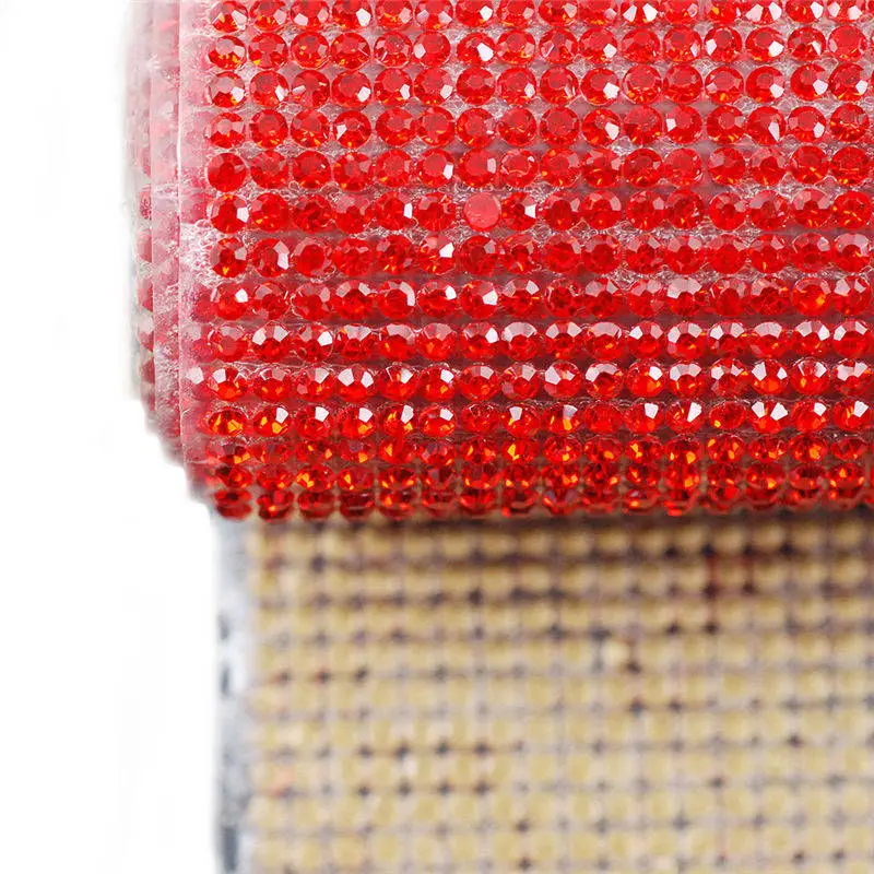 Siam 24x40 см SS6/SS8 Bling стеклянная отделка горного хрусталя Кристалл самоклеющиеся и исправленное железо на сетчатый страз окантовка в рулоне DIY одежды - Цвет: Siam