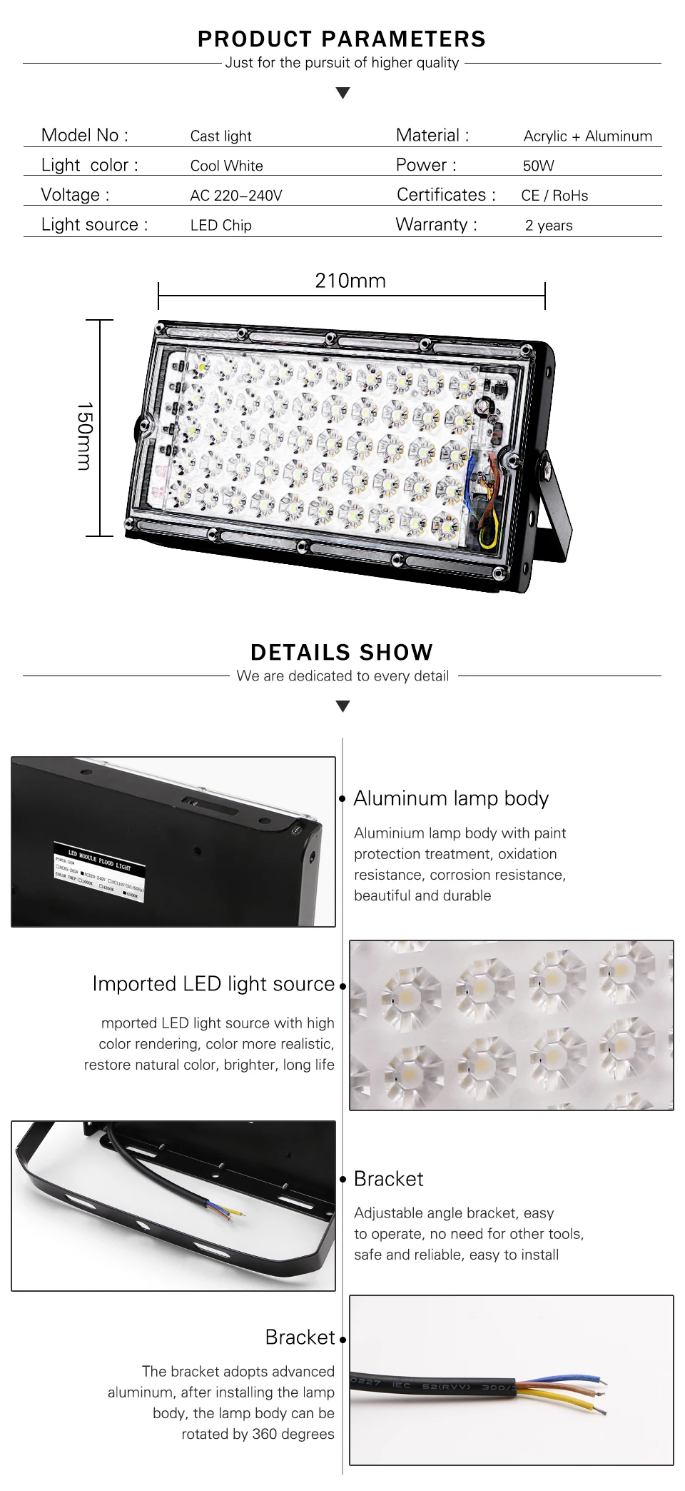 LQSCI 50W 220V 240V открытый светодиодный прожектор светильник с вилкой европейского стандарта, простота в эксплуатации светодиодный уличный светильник ландшафтный светильник ing IP65 Светодиодный точечный светильник