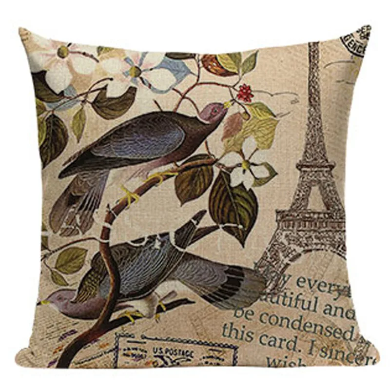 Фиолетовые сельские льняные Чехлы для подушек с цветами хлопок шикарный стиль