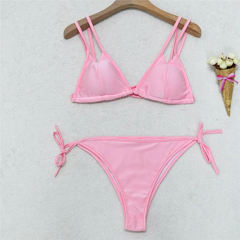 Пикантные Для женщин Push-Up мягкие бикини и бюстгальтер комплект купальники