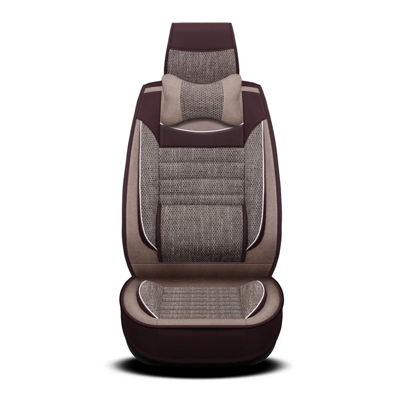beige coffee front Новое поступление 4 сезона льняной автомобильный льняной чехол для сиденья, модные Универсальные чехлы для сидений, не скользящие автомобильные подушки - Название цвета: beige coffee front