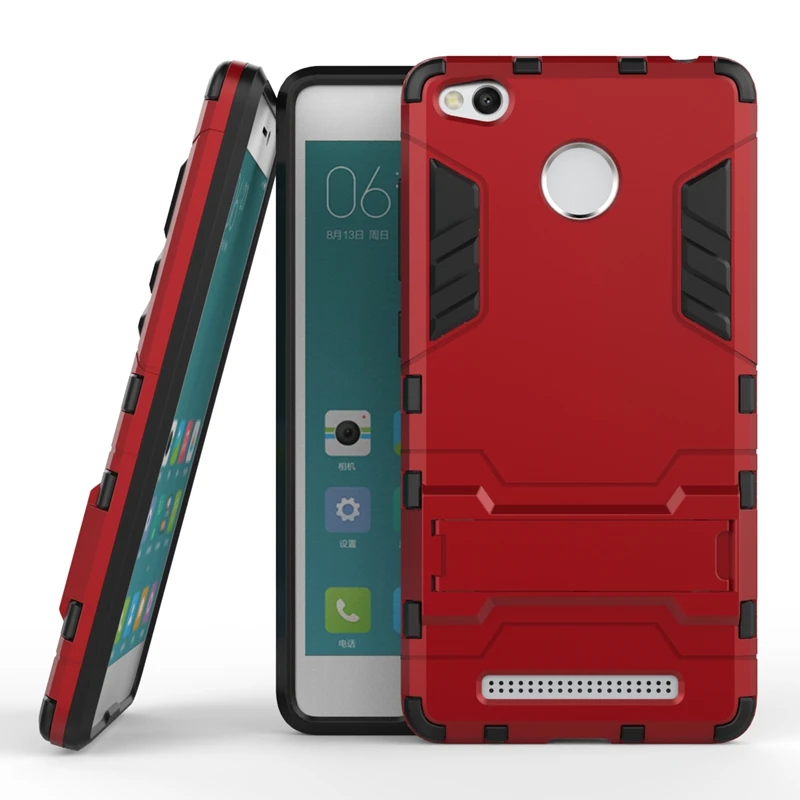 Чехол GerTong для Xiaomi Redmi 3 S, подставка-держатель, TPU& PC пластик, жесткий силикон, 2 в 1, двойная броня, задняя крышка для Xiaomi Redmi 3 S Pro - Цвет: Red