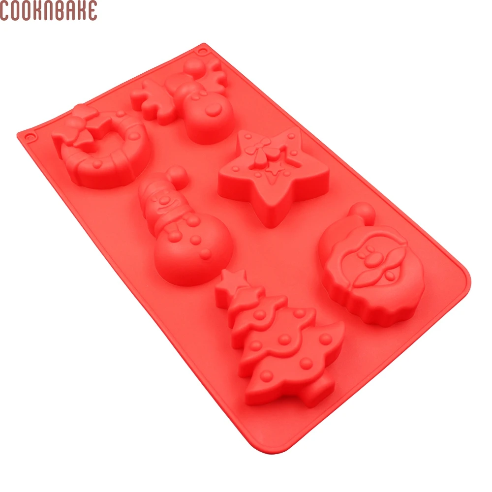 COOKNBAKE формы для выпечки Рождественская Силиконовая Форма Мыла 6 полости конфеты шоколадной формы Санты дерева смолы гипса инструмент торт deocoration