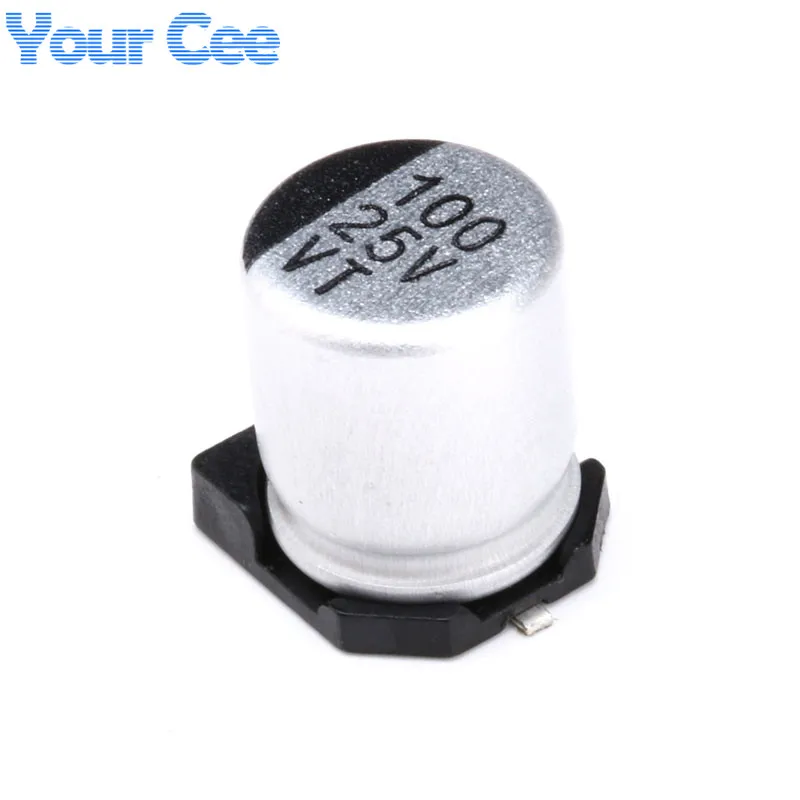 100 pcs 25V 100UF SMD Aluminum Electrolytic Capacitors 6*7MM | Электронные компоненты и принадлежности