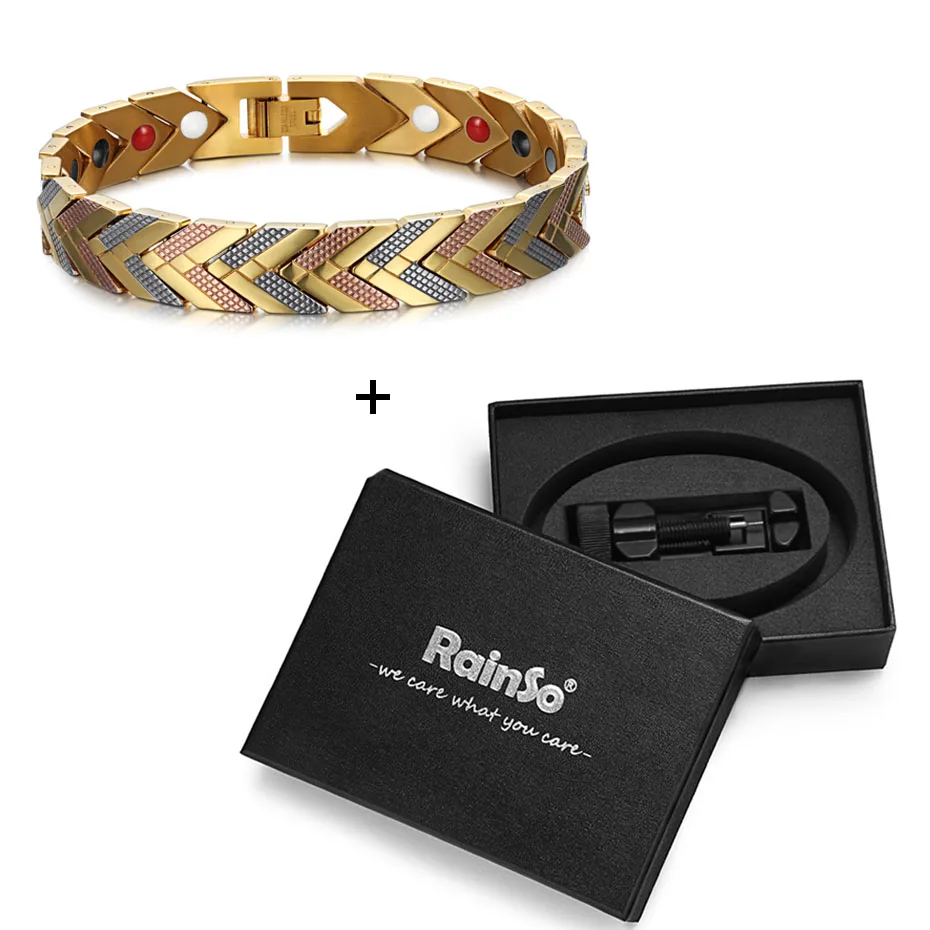 bracelet set RainSo магнитные браслеты браслет для женщин 4 в 1 Здоровье и гигиена Био энергия Германий Исцеление женские ювелирные изделия для артрита - Окраска металла: bracelet set