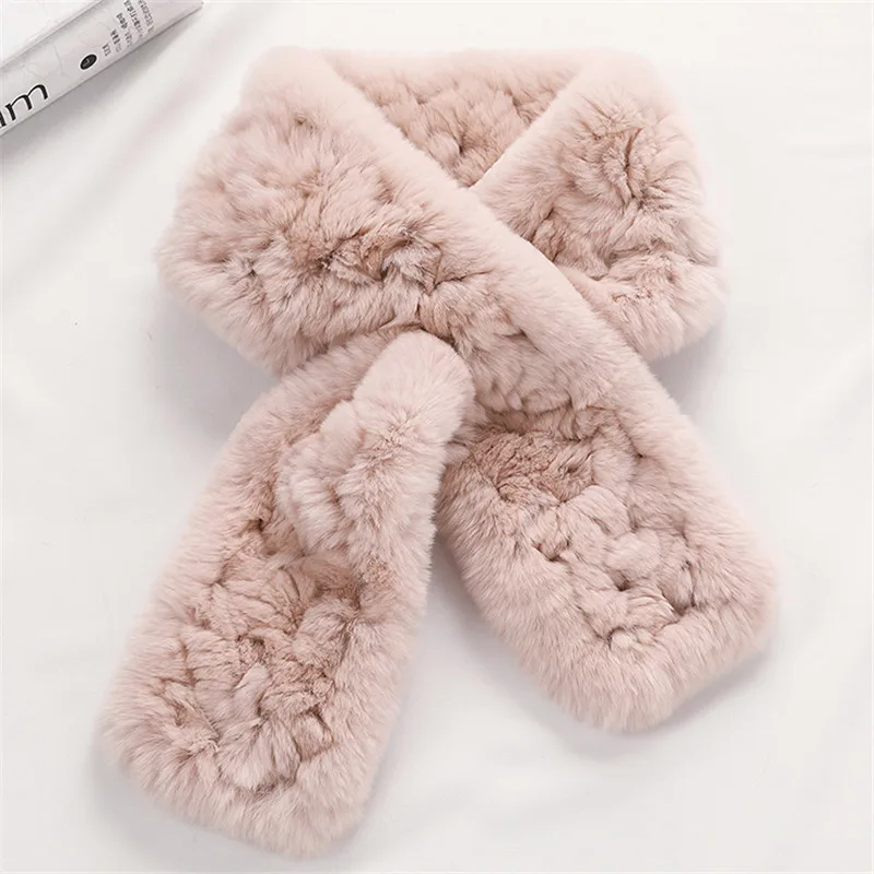 Женский шарф с имитацией кроличьего меха разноцветный мех объемный