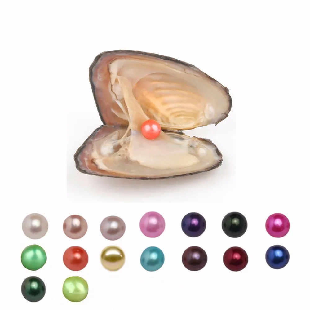 Жемчужные Oyster с круглыми 7 8 мм Love Wish настоящий пресноводного жемчуга и Nacklace набор