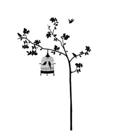 Black Bird Cage Дерево Съемный Стикер Стены Главная стикер стены спальни украшения