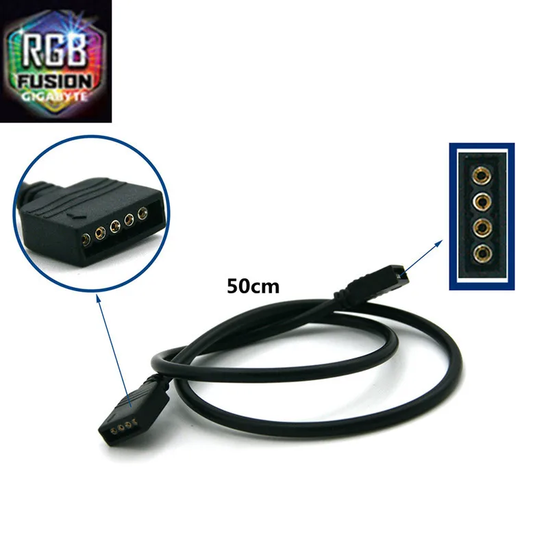 Extension Cable For Motherboard Interface 5V3PIN/12V4PIN AURA RGB 1-2/3/4 Interface Splitter Addressable D-RGB SYNC Hub JST-3Pin - Цвет лезвия: 5Pin-4Pin 12V AURA
