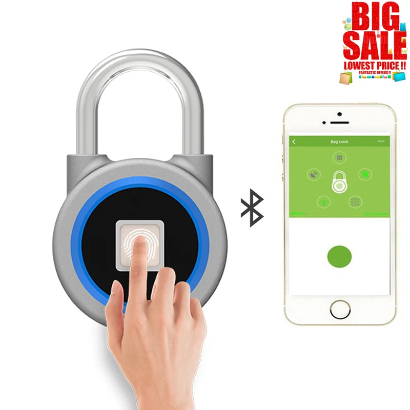 Мини USB Bluetooth смарт замок со сканером отпечатков пальцев IP65 водонепроницаемый