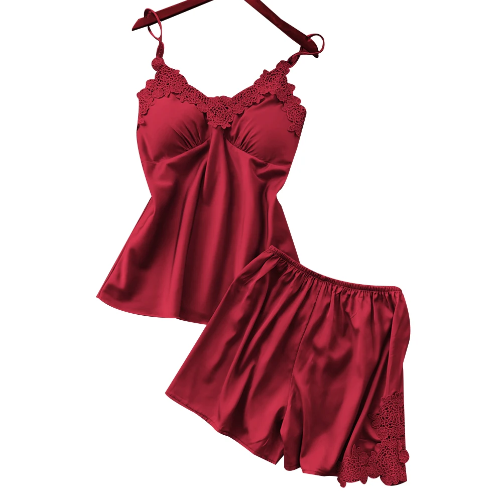 Женский кружевной сексуальный пижамный комплект однотонная Пижама с v образным