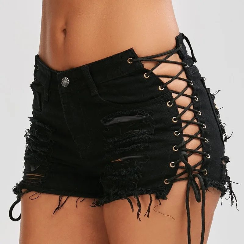 2019 летние женские сексуальные джинсовые шорты черные синие с высокой талией