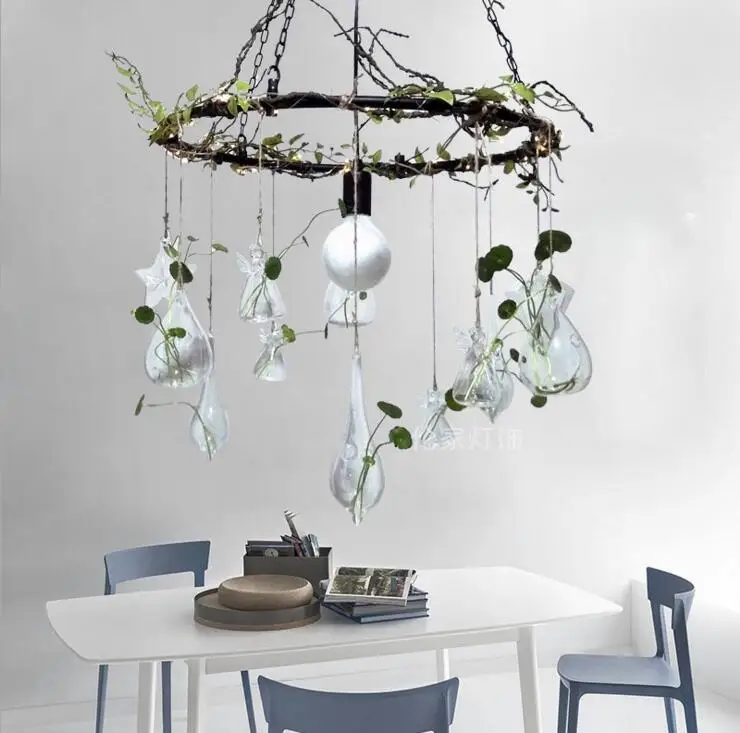 저렴한 심플하고 모던한 거실/식당 램프, 개성 있는 크리에이티브 커피숍 바, 수경 재배 녹색 식물 샹들리에, 서재, 침실