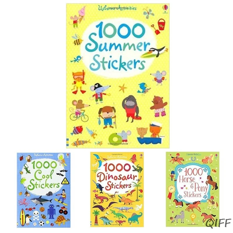 Children 1000 Reusable Cartoon Stickers/ Kids Baby Animal/Dinosaur/Princess/ Sticker Books For Kindergarden Schools