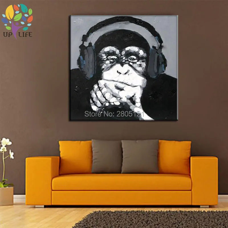 Ручная роспись современная поп-животная живопись черно-белые животные масляная