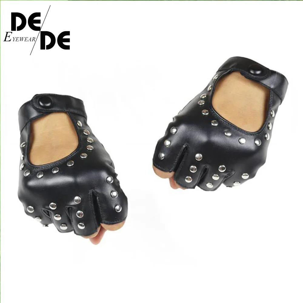 Женские заклепки искусственные перчатки с полупальцами мужские из